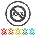 Adults only content sign, Vector XXX sign, 6 Colors Included Royalty Free Stock Photo