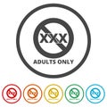 Adults only content sign, Vector XXX sign, 6 Colors Included Royalty Free Stock Photo