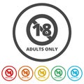 Adults only content sign, Vector XXX sign, 6 Colors Included Royalty Free Stock Photo