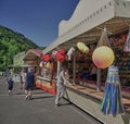 Adults and kids attend a Kermis or fair in the tourist town of Boppard, Germany, in the Middle Rhine River region.