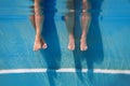 Adults legs underwater in the swimming pool Royalty Free Stock Photo