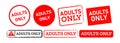 adults only rectangle square and circle stamp label sticker sign for restricted content