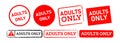 adults only rectangle square and circle stamp label sticker sign for restricted content Royalty Free Stock Photo