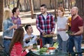 Adults relaxing at grill party Royalty Free Stock Photo