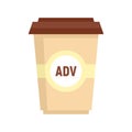 Adv coffee cup icon flat isolated vector