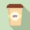 Adv coffee cup icon, flat style