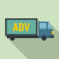 Adv truck icon, flat style