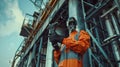 advance android robot busy working as an engineer in an oil platform Generated with AI