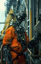 advance android robot busy working as an engineer in an oil platform Generated with AI