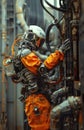 advance android robot busy working as an engineer in an oil platform Generated with AI