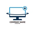 Advance computer service technology vector logo design