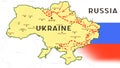 The war between Russia and Ukraine. directions of movement of Russian troops in the direction of Kiev on the map of Ukraine