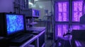 Advanced AI and bioinformatics equipment in a modern laboratory setting