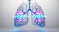 Futuristic digital lung model visualizing respiration data for medical and scientific research. Royalty Free Stock Photo