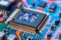 Advanced AI Microchip on Circuit Board, Futuristic Digital Processor, Cybernetic Innovation