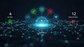 Advanced ai network management interface displaying active connections and executions Royalty Free Stock Photo