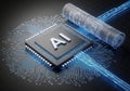Advanced ai processor on circuit board Royalty Free Stock Photo