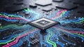 Advanced ai processor on circuit board Royalty Free Stock Photo