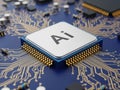 Advanced ai processor on circuit board Royalty Free Stock Photo