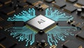 Advanced ai processor on circuit board Royalty Free Stock Photo