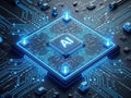 Advanced ai processor on circuit board Royalty Free Stock Photo