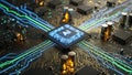 Advanced ai processor on circuit board Royalty Free Stock Photo