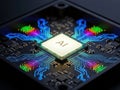 Advanced ai processor on circuit board Royalty Free Stock Photo