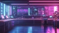 Advanced AI Robot Analyzing Data in Futuristic Control Room Royalty Free Stock Photo