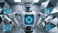 Advanced AI robot analyzing data in a futuristic lab setting Royalty Free Stock Photo