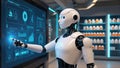 Advanced AI Robot in a Futuristic Pharmacy Royalty Free Stock Photo