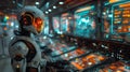 Advanced AI Robot Operating High-Tech Control Room, Generative AI Royalty Free Stock Photo