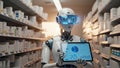 Advanced AI Robot in a Pharmacy Royalty Free Stock Photo