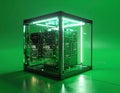 Advanced AI Supercomputer in a Glass Case Royalty Free Stock Photo