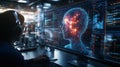 Advanced ai technology visualizing human brain activity on digital screen