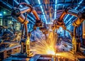 Advanced AIPowered Robotic Welding System for Automotive Assembly Lines Closeup View of Automated Car Part Fabrication
