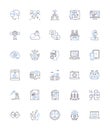 Advanced algorithms line icons collection. Optimization, Heuristics, Computational, Parallelism, Machine Learning, Big