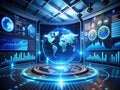 Advanced Analytics Dashboard Interactive Global World Map Business Data Charts and Holographic Statistics for RealTime