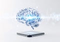 Advanced Artificial Intelligence Brain Processing Data on a Microchip for Future Technology Concepts Royalty Free Stock Photo