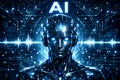 Advanced Artificial Intelligence Concept With Humanoid Robot And Digital Signal Environment Royalty Free Stock Photo