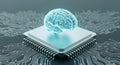 Advanced Artificial Intelligence Digital Brain on a CPU Chip for Next-Generation Computing and Future Tech Innovation. Royalty Free Stock Photo