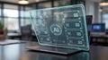Advanced artificial intelligence interface on modern laptop screen Royalty Free Stock Photo