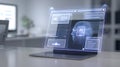Advanced artificial intelligence interface on modern laptop screen Royalty Free Stock Photo
