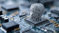 Advanced Artificial Intelligence and Machine Learning Concept Represented by a Digital Human Head Profile with Circuitry Patterns Royalty Free Stock Photo