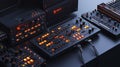 Advanced audio processing setup with led indicators modern studio hardware display low light technical concept
