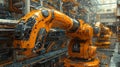Advanced automated robotic arms in futuristic car manufacturing facility