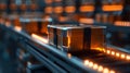 Advanced automated warehouse, robotics and AI, futuristic design, efficient storage and sorting
