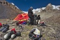 Advanced base camp 5,800m for Chashkin Sar peak where climbers prepare the equipment for the next day