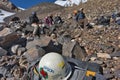 Advanced base camp 5,800m for Chashkin Sar peak where climbers prepare the equipment for the next day