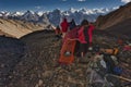 Advanced base camp 5,800m for Chashkin Sar peak where climbers prepare the equipment for the next day