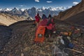 Advanced base camp 5,800m for Chashkin Sar peak where climbers prepare the equipment for the next day